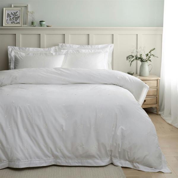 Lottie Embroidery White Duvet Cover Set