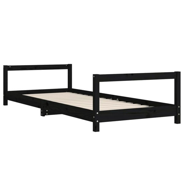 Berkfield Kids Bed Frame Black 80x200 cm Solid Wood Pine