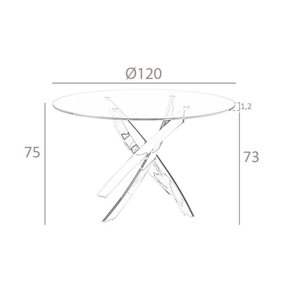 Angel Cerdá Round dining table tempered glass and pink steel 1169