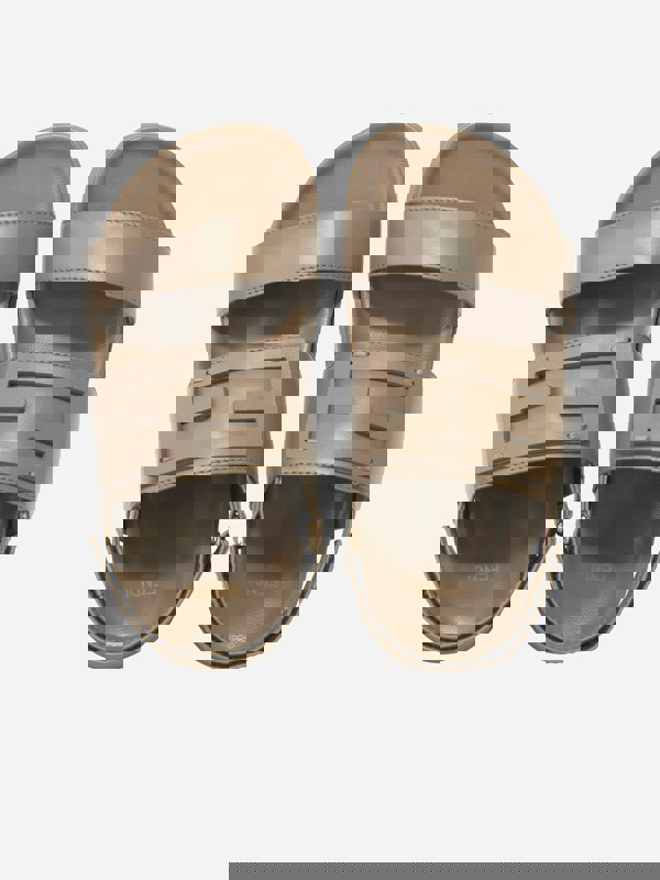 Fendi Kids Leather FF Logo Sandals in Beige