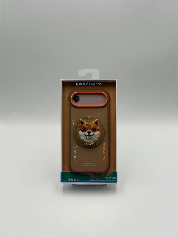 Nimmy Friends Nimmy Glasses Cool Dog Face Case with Detachable MagSafe Grip Stand for iPhone 17 Air 6.5" Brown Orange - N-YJKM-CXZJ-IP17-AIR-012