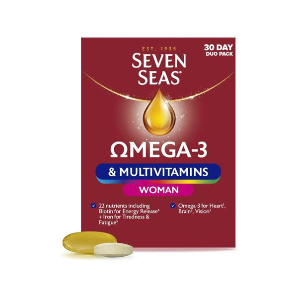 Seven Seas Omega-3 & Multivitamins Woman 30 Day Duo Pack With Biotin & Iron