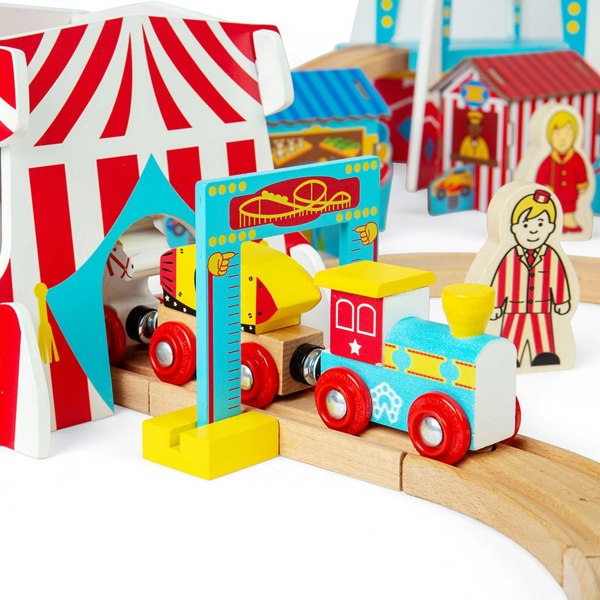 Bigjigs Rail Wooden Fun Fair Train Set - 54 Play Pieces