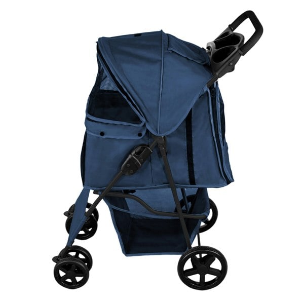 Monstershop Pet Stroller with Rain Cover – Navy Blue