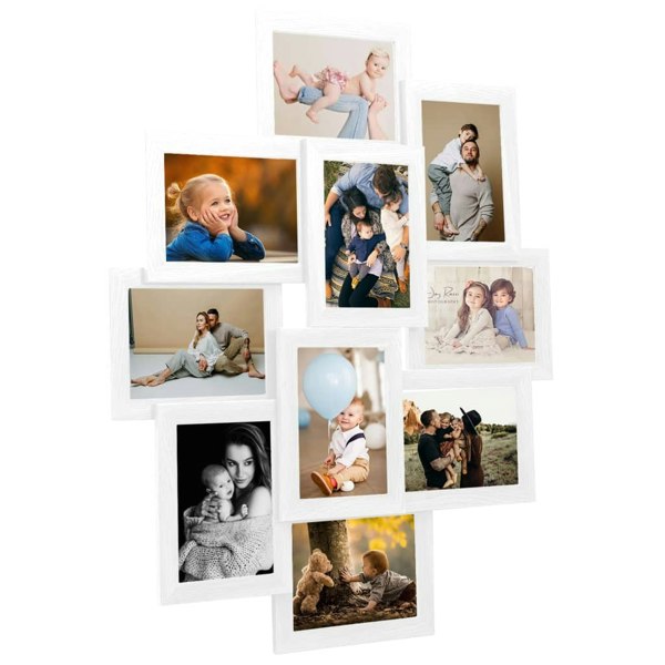 Berkfield Collage Photo Frame for 10x(13x18 cm) Picture White MDF