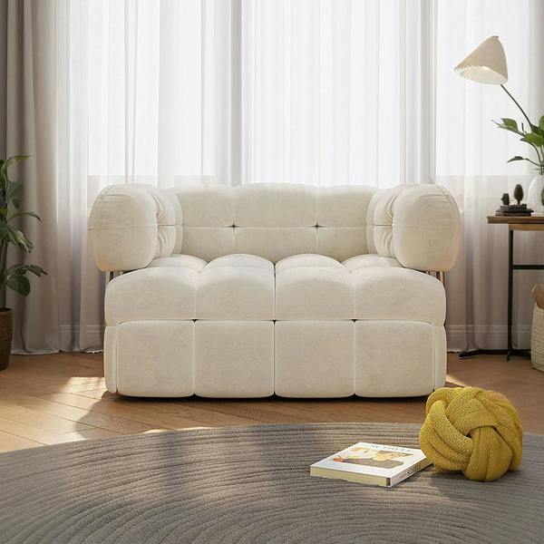 Rojas Single Sofa Bed, Armchair Sofa Bed, Cream, detail view