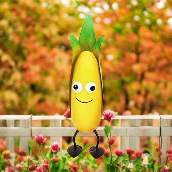 EDH Door Hardware Metal Corn Veggie Patch Pal – 25.5 x 7.5 x 7 CM | Fun & Whimsical Metal Garden Ornament | Outdoor Corn Decor