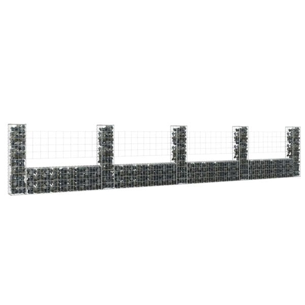 Berkfield U-shape Gabion Basket with 5 Posts Iron 500x20x100 cm