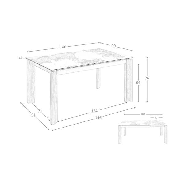 Angel Cerdá Rectangular porcelain marble and walnut extending dining table 1118
