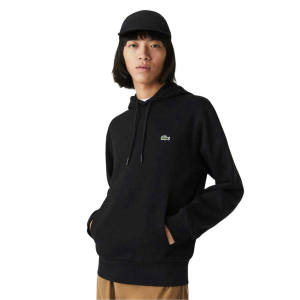 Lacoste Mens Basic Pullover Hoodie - Black - 