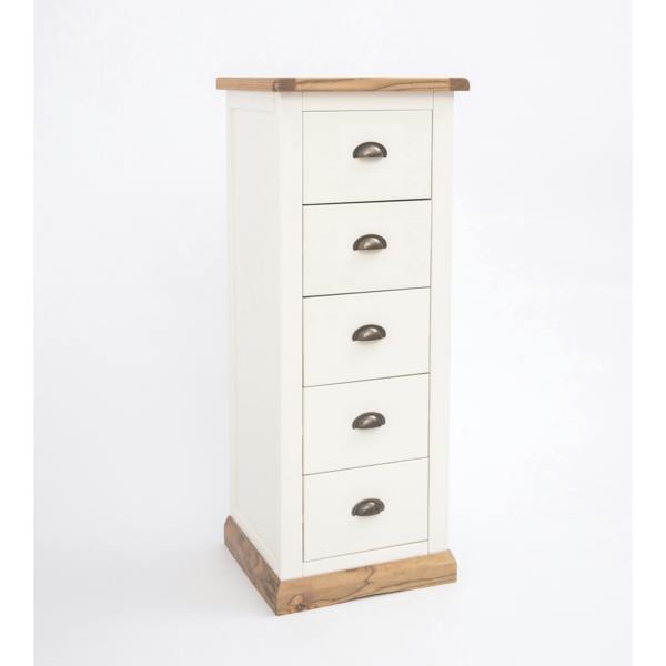 Cabinet Bits Tropea 5 Drawer Narrow Chest of Drawers Brass Cup Handle