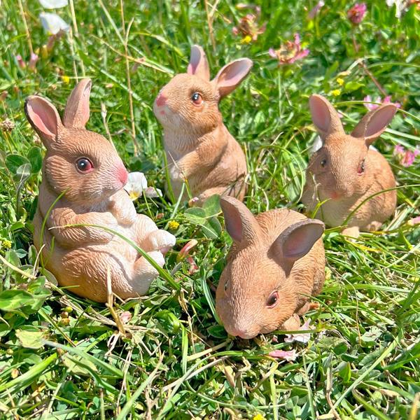 4 Garden Rabbit Animal Ornaments