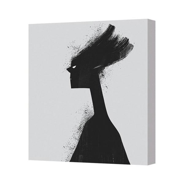 Benjamin Tate Design Contemporary Black Silhouette Canvas Art Print With Wooden Gallery Frame UK Made