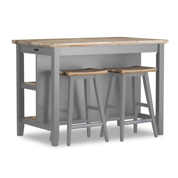 Statement Furniture Florence Wooden Bar Stool with Legs H65cm, Acacia Hardwood Rectangular Seat