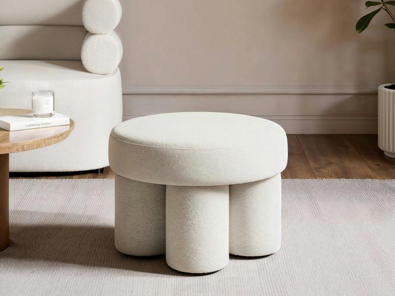 Ferro Low Pouffe Beige Fleece