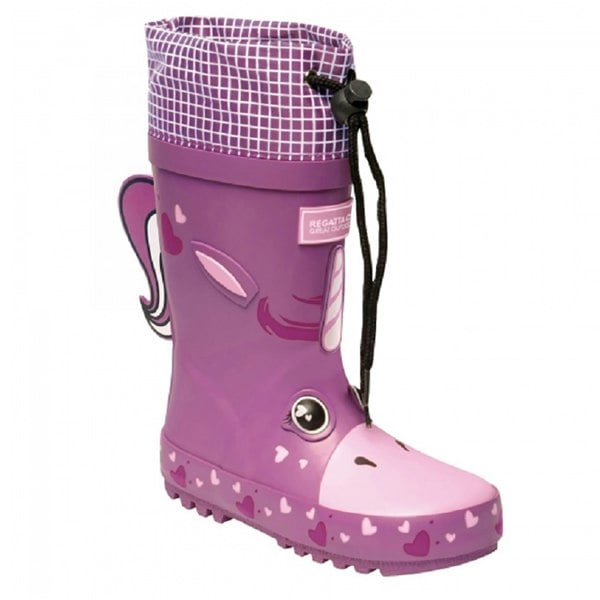 Dare 2B Childrens/Kids Mudplay Dinosaur Wellingtons - Unicorn/Red Orchre