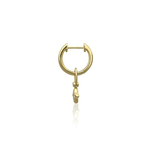 Sarah Layton Quatrefoil Diamond Drop Huggie Earrings, 0.13ct - 18ct Yellow Gold - DOM378/EA-PR