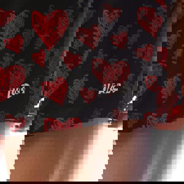 Hugo Mens Nikka Hearts Pyjama Shorts - Red/Black - 