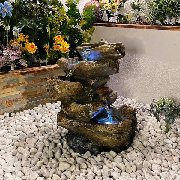 Tranquillity Water Features 5 Tier Wood Cascade Woodland Water Feature