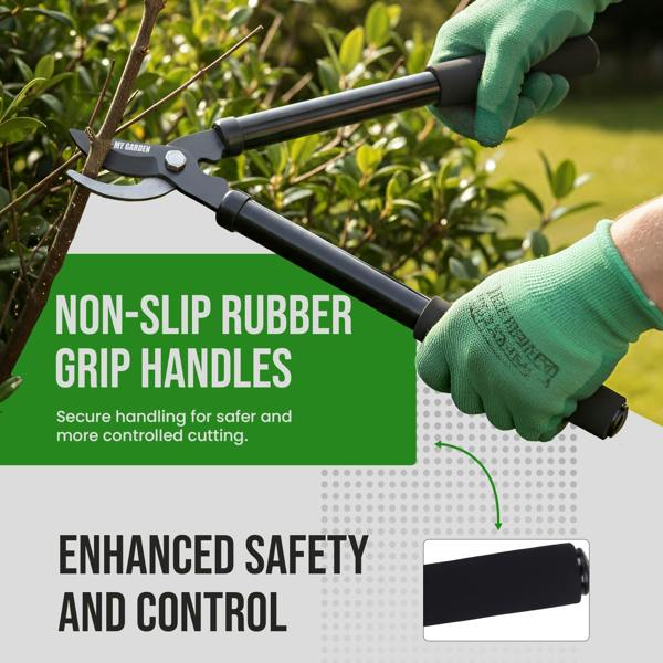 My Garden Outdoor Living Bypass Tree Loppers Heavy Duty Branch Lopper - Gardening Long Handle 37CM-Teflon Coated Cutting Blades Ergonomic Metal Handle