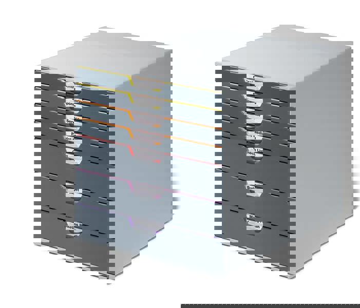 Durable VARICOLOR Desktop Organiser 7 Drawer Colour Coded Modular Storage | A4+