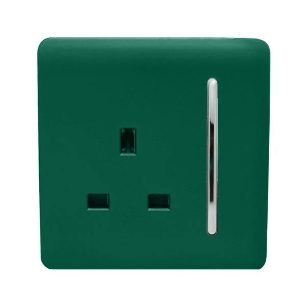 Trendi Switch 1 Gang 13 Amp Switched Plug Socket in Dark Forest Green