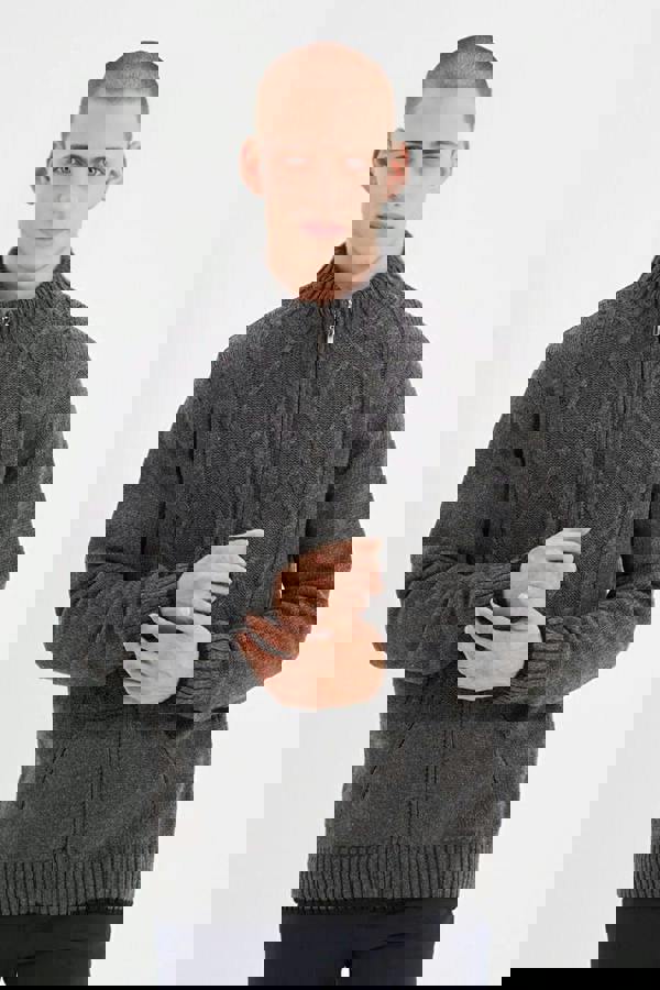 WOVCOR Slim Fit Knit Cardigan with Zipper and Pocket