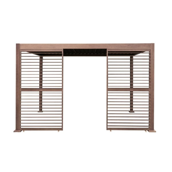 Jardi Wood Effect Aluminium Pergola 4m x 3m with 2 Louvre Panels