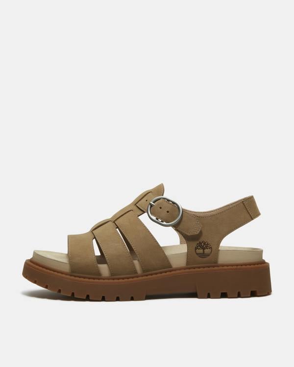Timberland Clairemont Way  Nubuck Womens Fisherman Sandals - Mid Beige | CHO | Designer Womens Flat Sandals