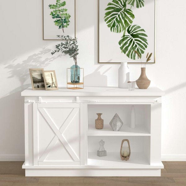 Berkfield Mini Sliding Cabinet Door Kit Carbon Steel White 122 cm