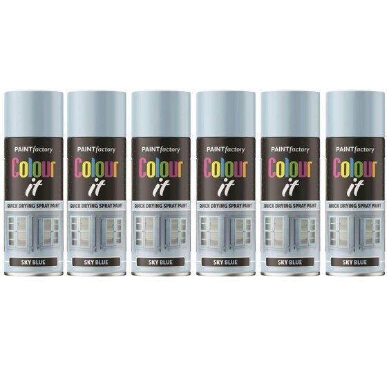 Paint Factory 6X  Sky Blue Gloss Spray Paint 400ml