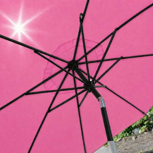 The Garden Marketplace 2.7m Wide Pink Garden Parasol Umbrella with Tilt and Crank, 180g Fade Resistant Polyester Canopy with Wind Vent