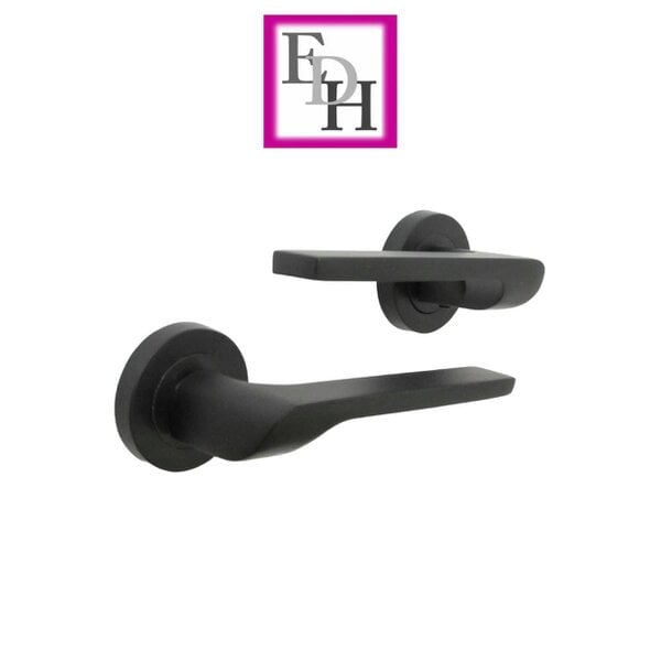 EDH Door Hardware Modern Matt Black Door Handles Internal - Uno-2 Lever Latch On Rose