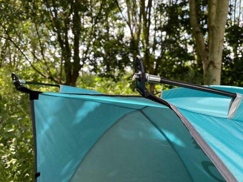 A closeup image of the fibreglass poles of the Beach Tent from OLPRO