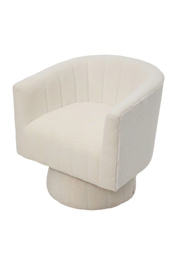 Living and Home White Sherpa Upholstered Swivel Accent Armchair