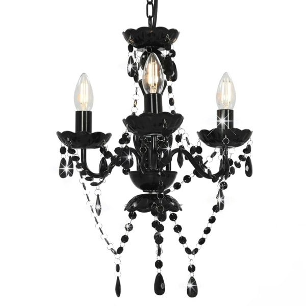 Berkfield Chandelier with Beads Black Round 3 x E14