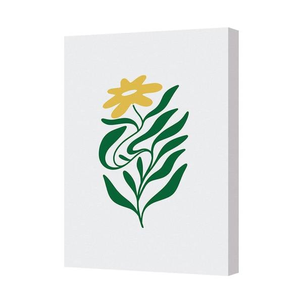 Benjamin Tate Design Canvas Wall Art Botanical Flower Print Yellow Bloom With Green Leaves