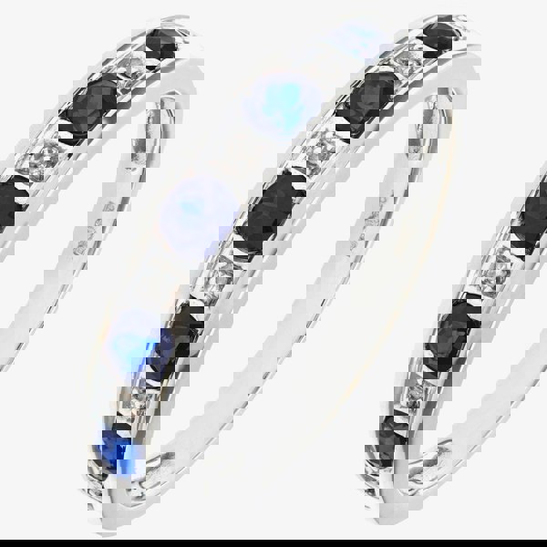 T. H. Baker 9ct White Gold Sapphire & Diamond Half Eternity Ring PR10429W SA