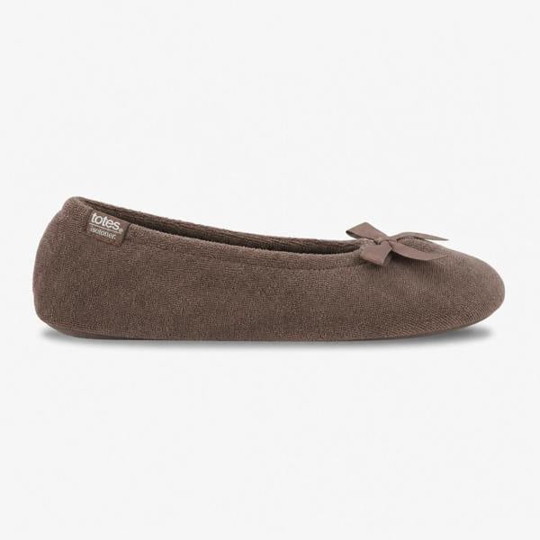 Totes TERRY BALLERINA SLIPPER Full Slippers Slippers   in  Taupe