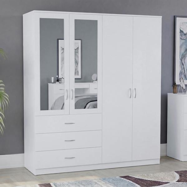 Vida Designs Riano 4 Door 3 Drawer Mirrored Wardrobe