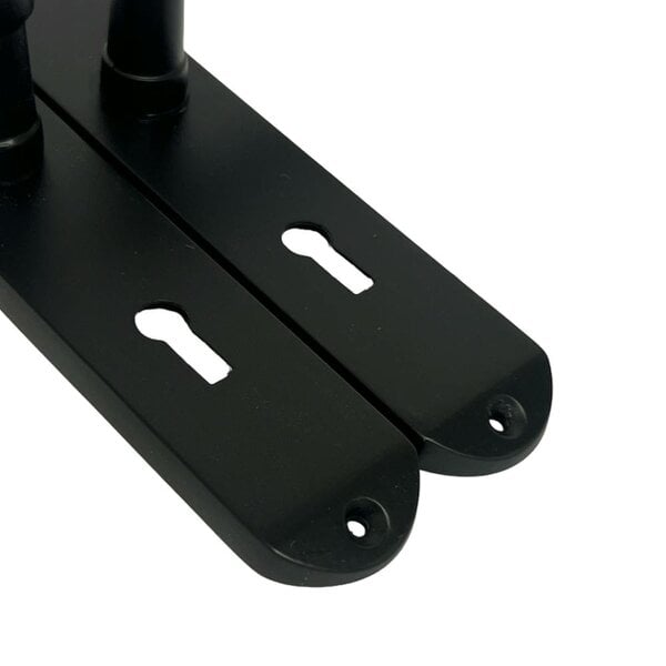 EDH Door Hardware EDH Cadenza Matt Black Victorian Scroll Door Handles – Lever Lock Backplate 178mm x 38mm