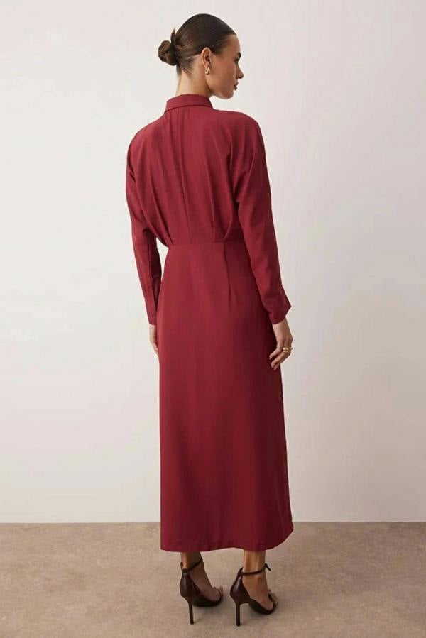 Hoxton Gal Waist-Detail Buttoned Woven Shirt Dress