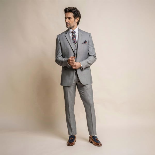 Reegan Grey Three Piece Suit Front