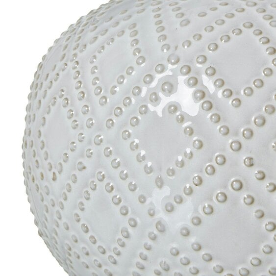 Wyld Haus Lautrec Geometric Dot White Ceramic Lamp With Cream Linen Shade