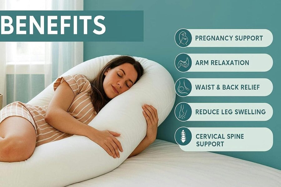 Night Zone U Shape Body Pillow 9ft & 12ft – Pregnancy & Full Body Support Pillow