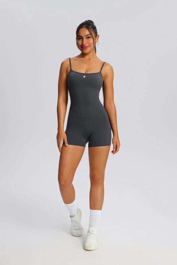 Anniou Adjustable Sling Yoga Bodysuit - Gray