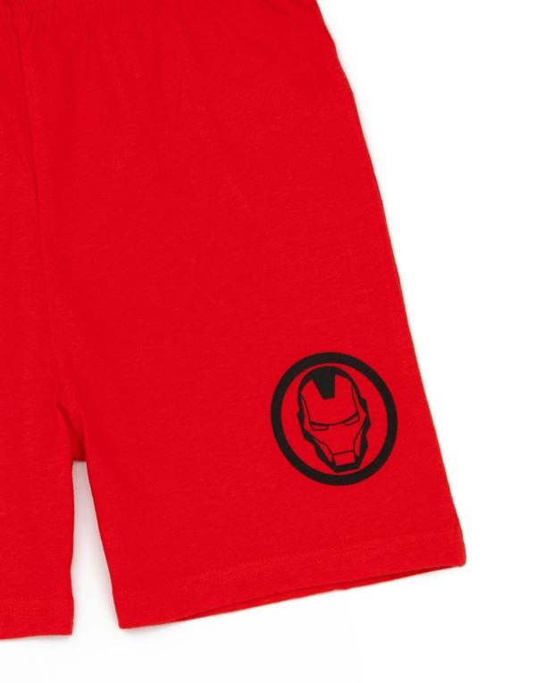 Disney Marvel BoysRed Iron Man Costume Character Print Short Sleeve Short Leg Pyjama Set