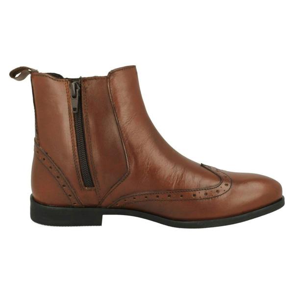 Leather Collection Ladies Leather Collection Brogue Detailed Chelsea Boots F4455
