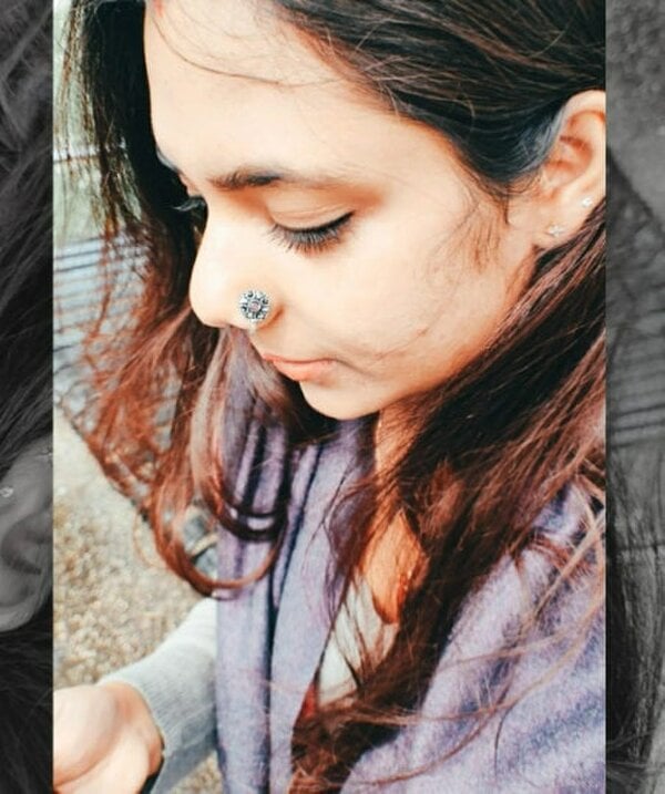 The Colourful Aura German Silver Multicolour Stone Transitional Clip On Non Pierced Nose Ring