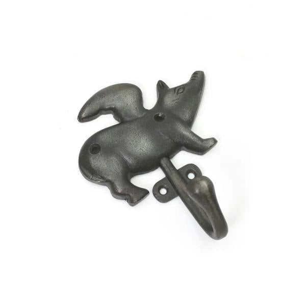 Antique Cast Iron Flying Pig Single Coat/Robe Hook - 125mm